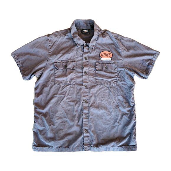 Harley Davidson Shirt Mens 2XL Button Up Bikercore Motorcycle Roadster Mechanic - Picture 1 of 11